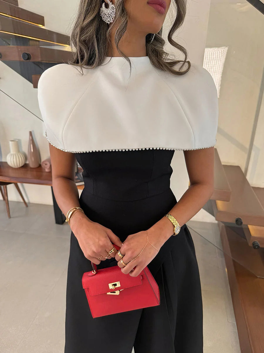 Classic black and white midi dress