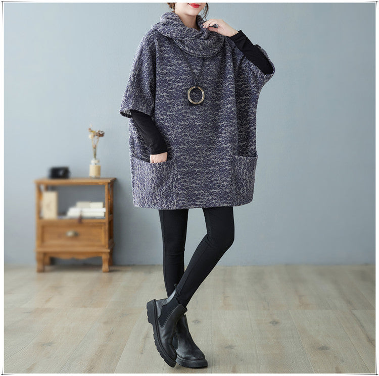 Loose Knitted Large Pocket Turtleneck Sweater