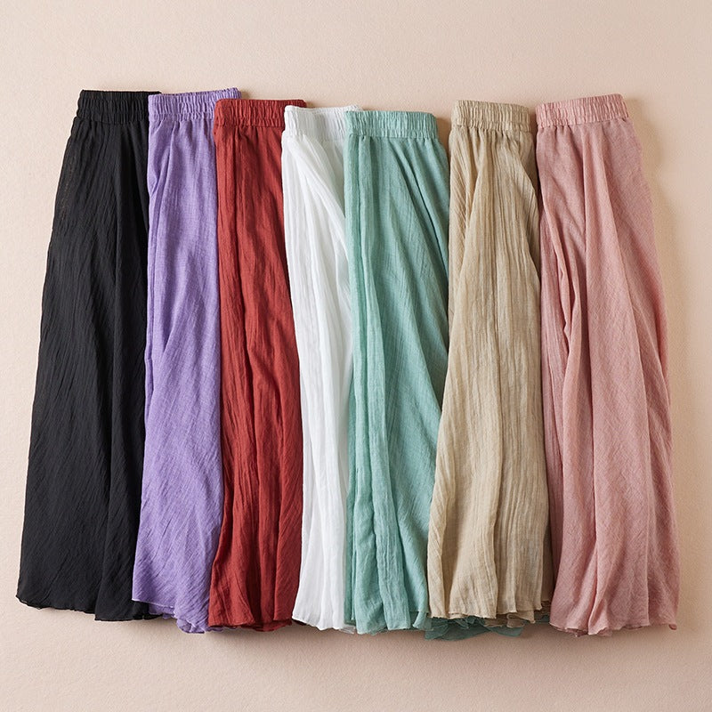 Women's Leisure Solid Color Cotton Long Skirt