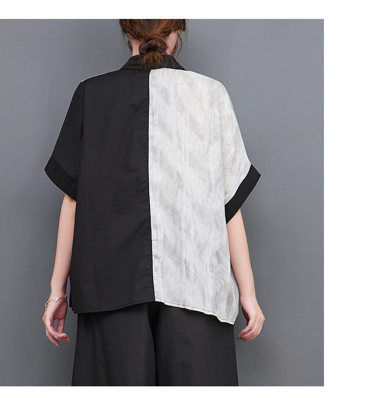 Casual Splicing Short Sleeve Shirt