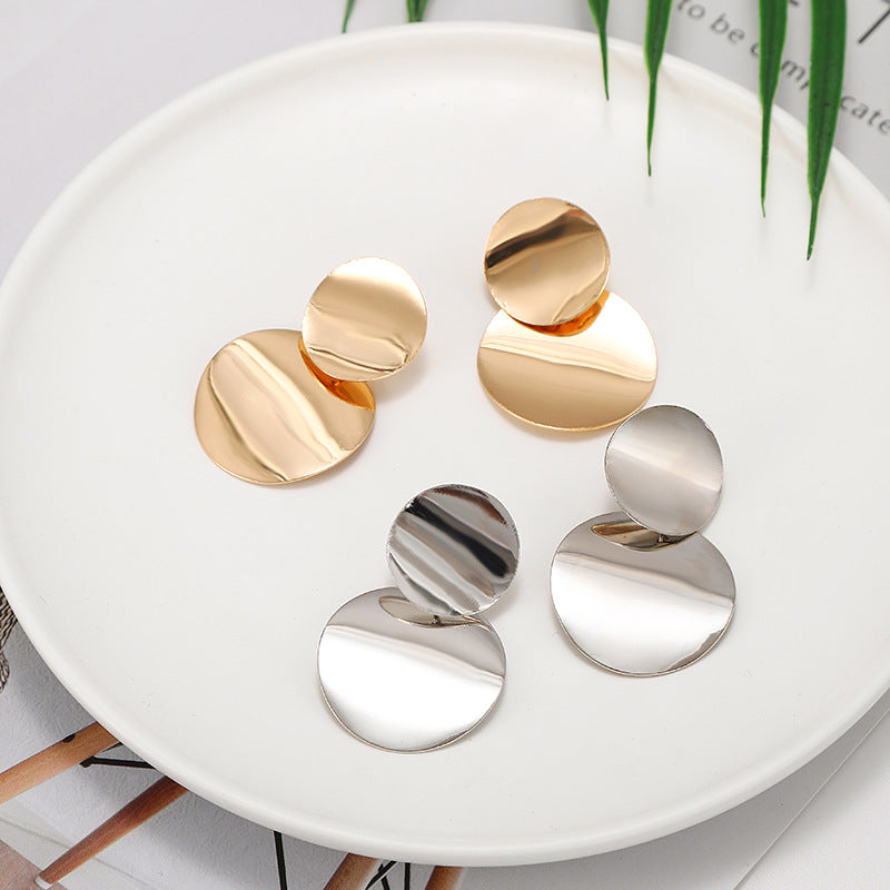 Vintage metal disc earrings