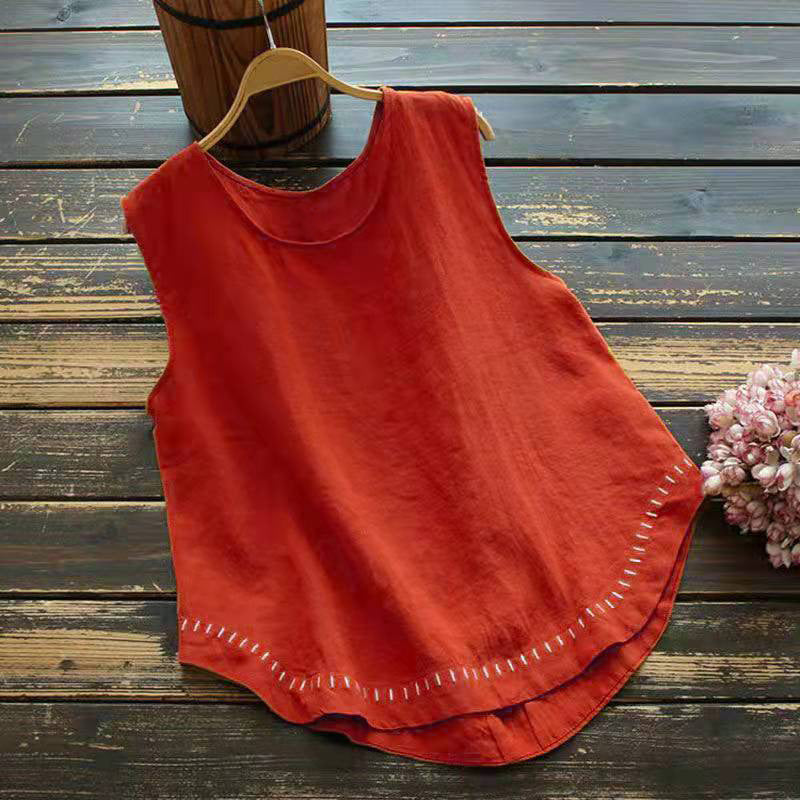 Vacation Style Simple Embroidery Loose Vest