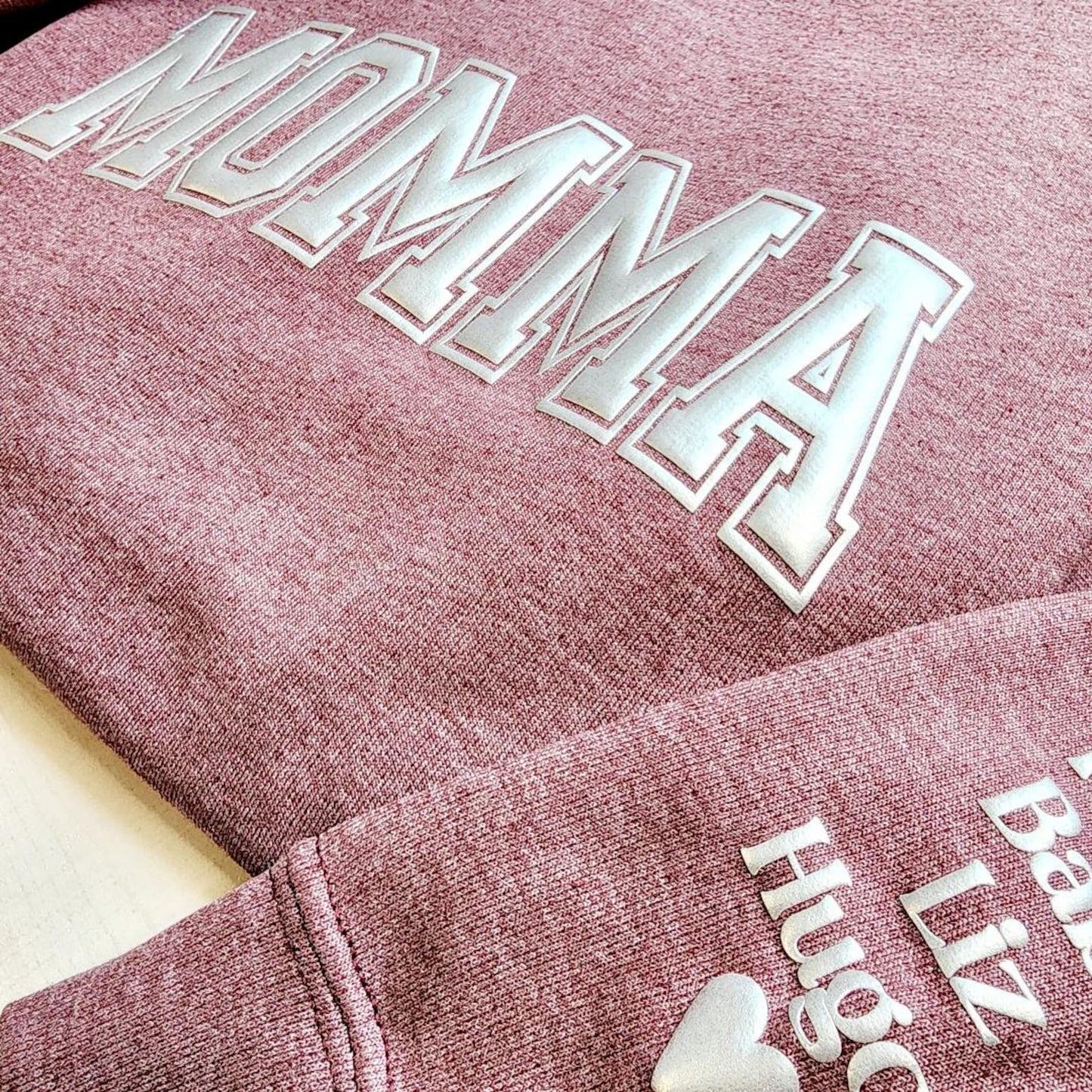 Mama Keepsake Sweatshirt with Puff .LetteringPersonalized Kid Names on Sleeve, Mama Sweater, New Mom Gift