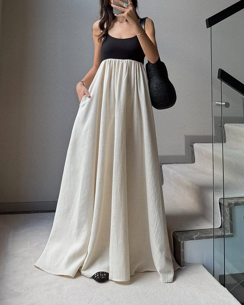 Casual Contrast Strap Dress
