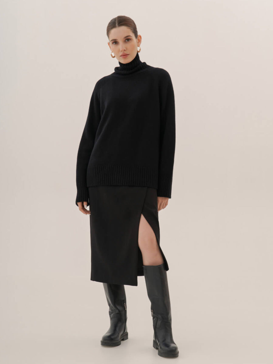 Turtleneck sweater autumn and winter elegant commuter solid color raglan sleeve women's knitted blouse