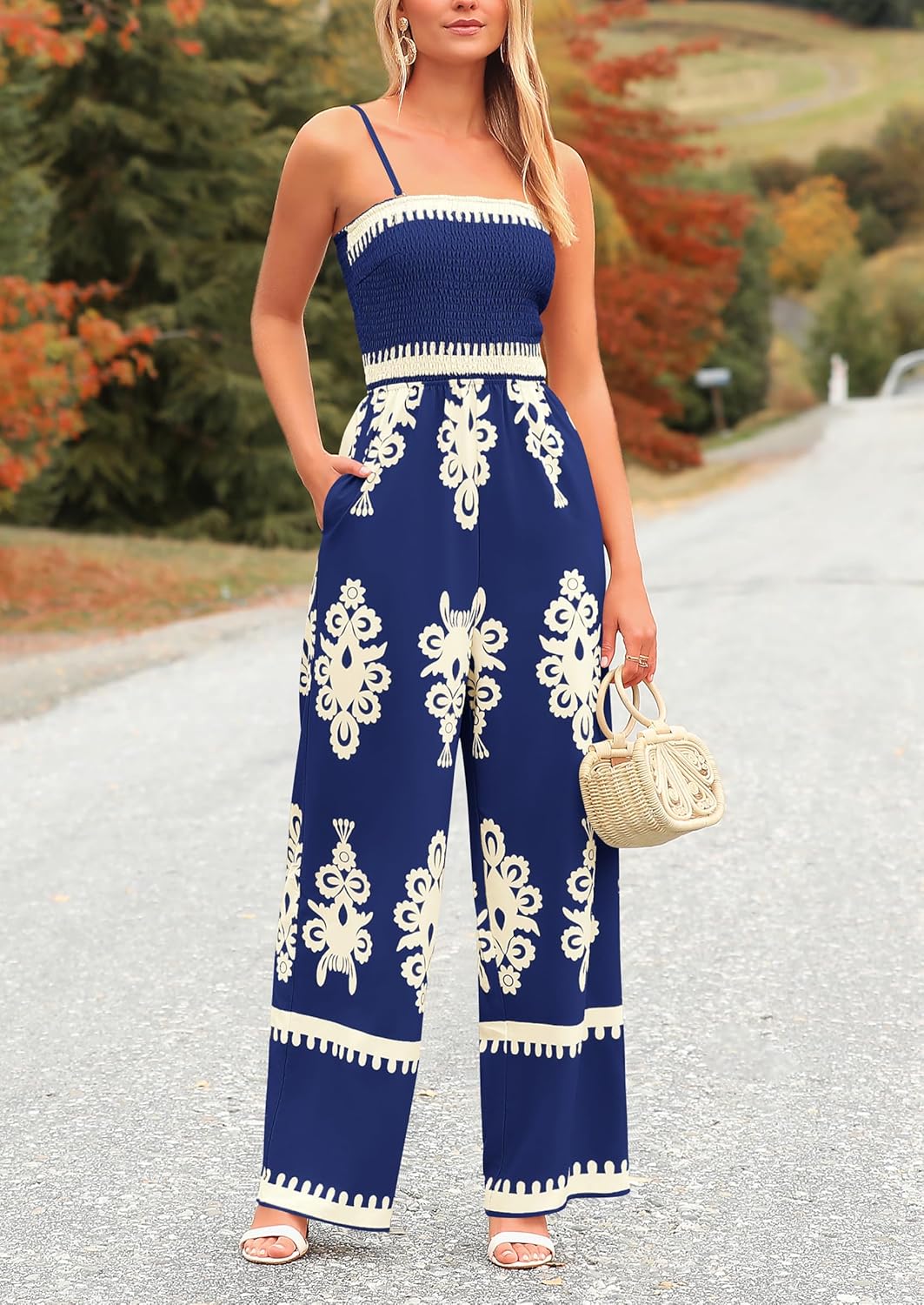 Casual Boho Spaghetti Strap Wide Leg Jumpsuit(Buy 2 Free Shipping)