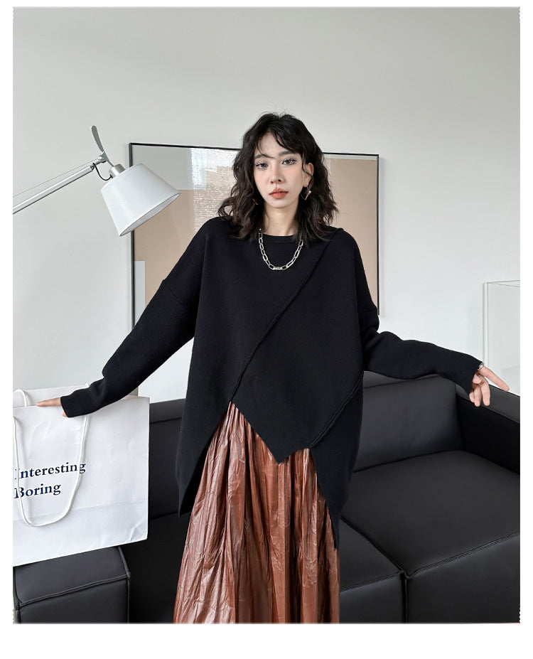 Irregular Knit Long Sleeve Sweater