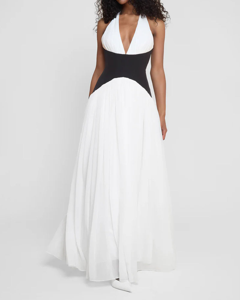 Fashion V-neck Contrast Dress