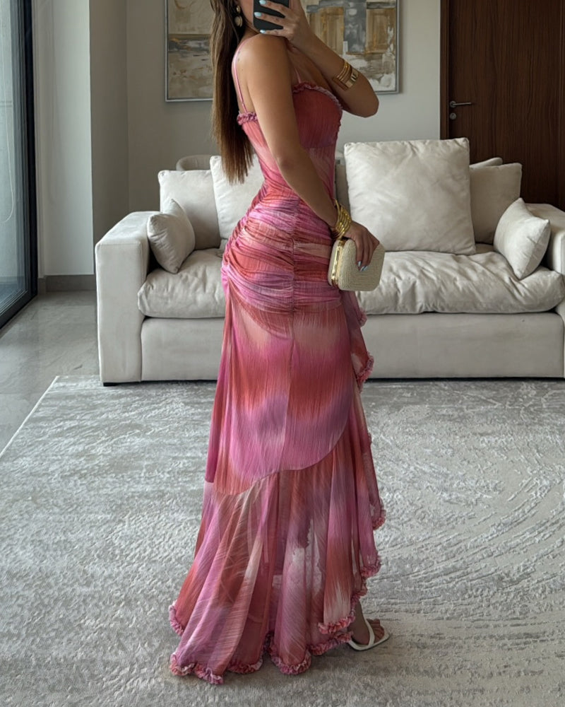Elegant Gradient Ruffle Dress