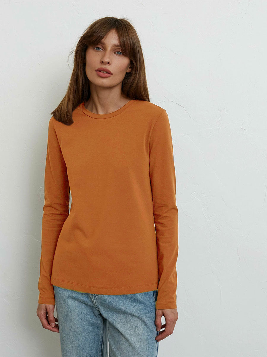 Cotton T-shirt spring women's fashion leisure commute pullover round neck long sleeves top