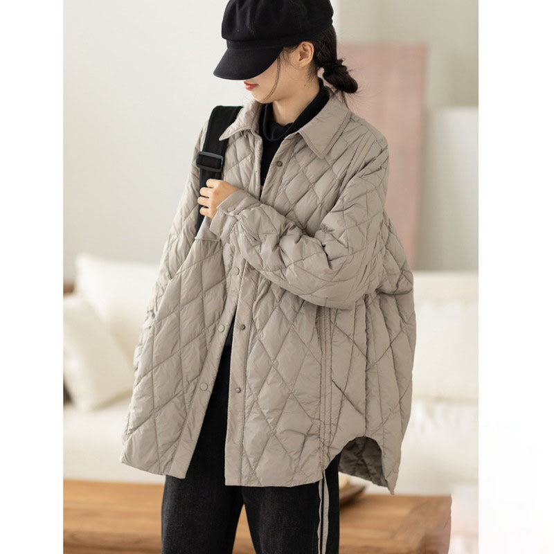 Casual Solid Color Lapel Down Jacket