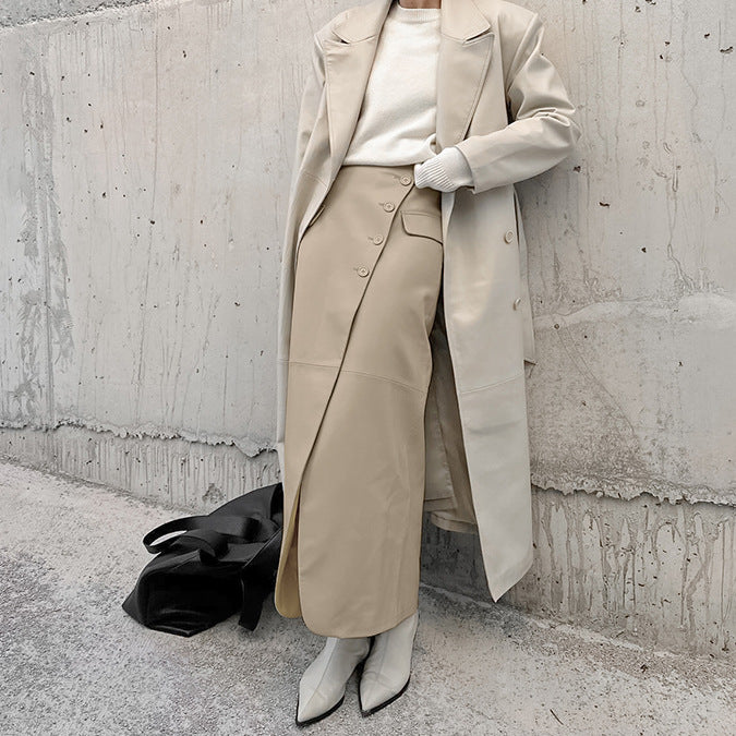 Stylish Asymmetrical Design Leather Skirt