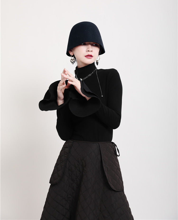 Special Solid Color Stretch Turtleneck Cotton T-Shirt