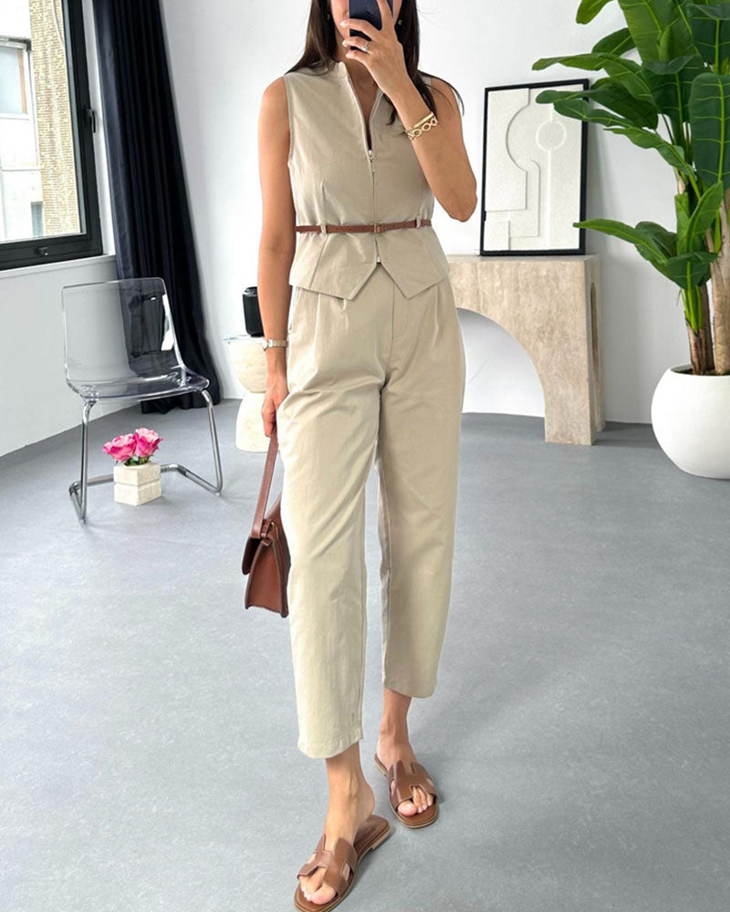Chic work and casual two-piece set