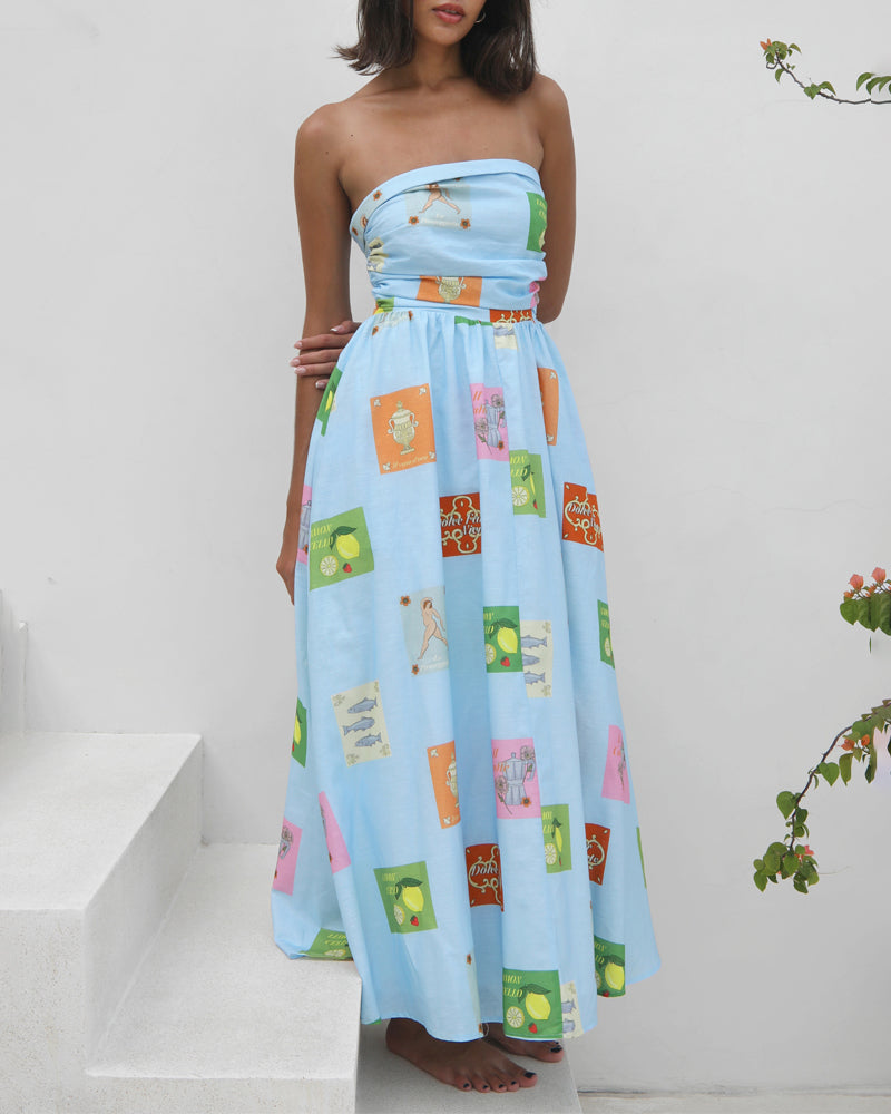 Casual Strapless Print Dress