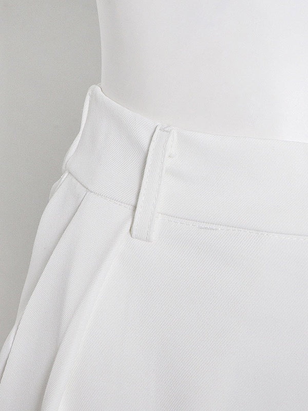 Column Long Sleeves Solid Color Lapel Blazer Pants Set Two Pieces Set