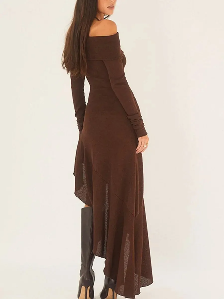 Asymmetrical Ruffle Edge Maxi Dress
