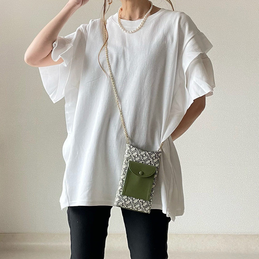 Simple Solid Color Wave Sleeve T-shirt