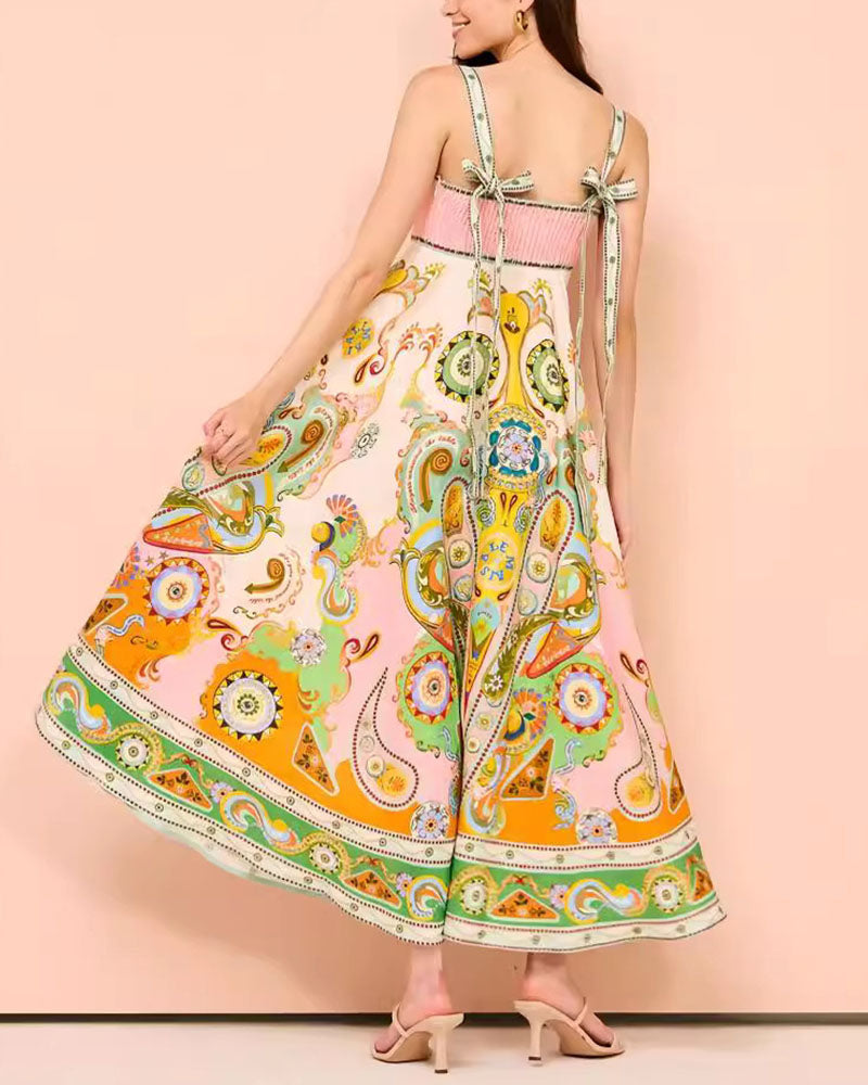 Women's suspender graffiti print dress