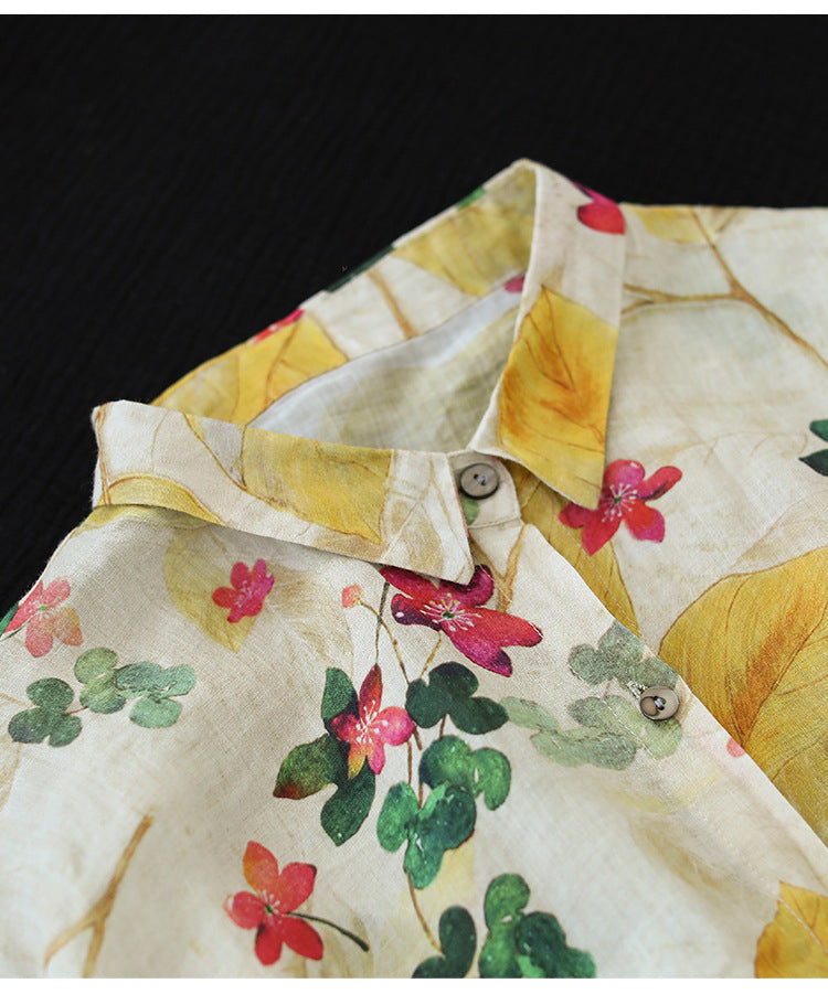 Colorful Cotton Linen Long Sleeve Shirt