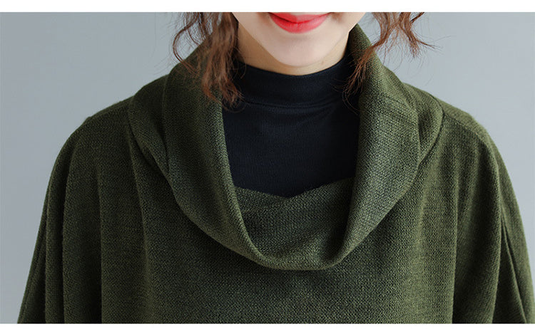 Simple Solid Color Bat Sleeve Knitted Sweatershirt