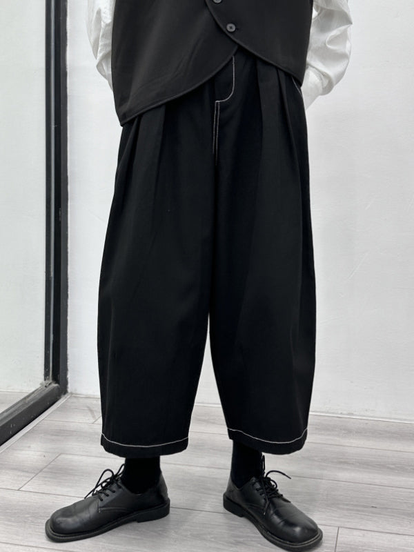 Harem Pants High Waisted Elasticity Pleated Split-Joint Ninth Pants