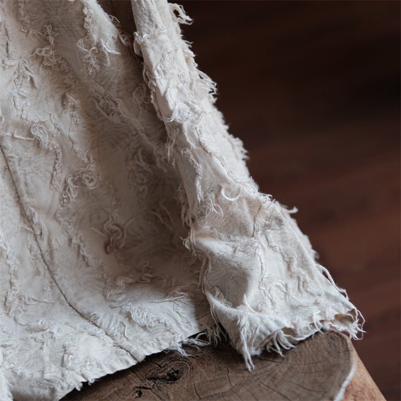 Versatile Cotton Linen Tassel Long Sleeve Blouse