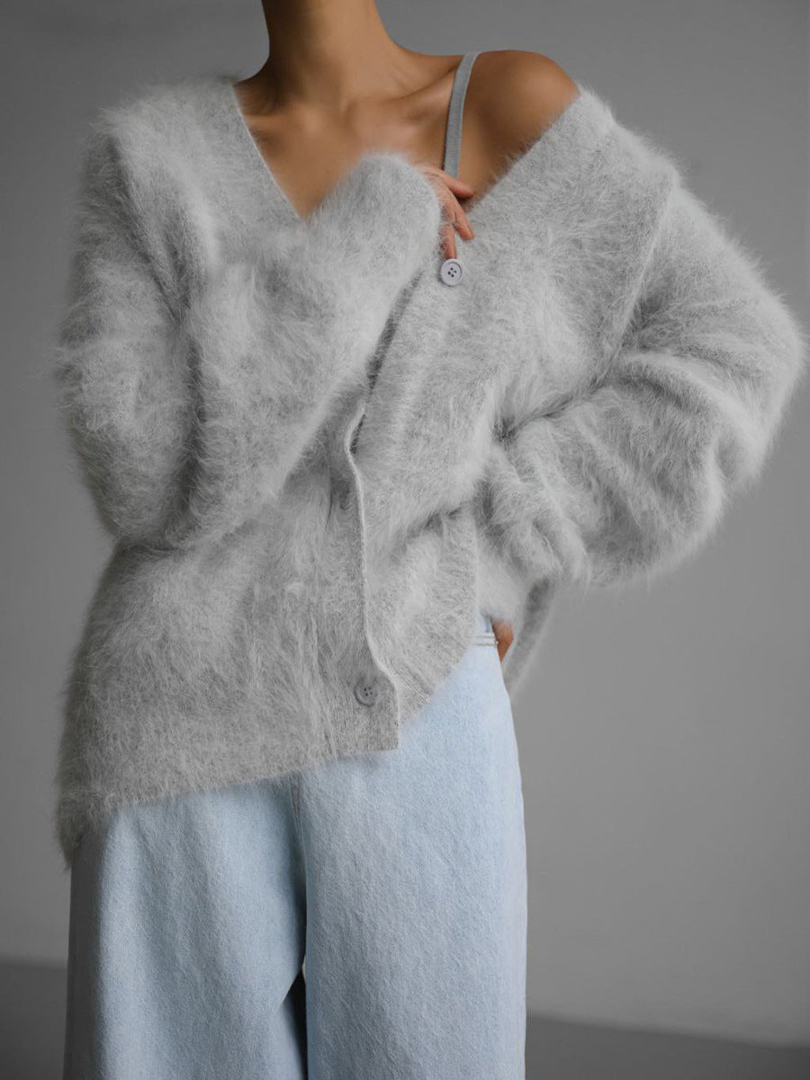 Mink-Like Knitted Sweater Cardigan Autumn And Winter Lazy