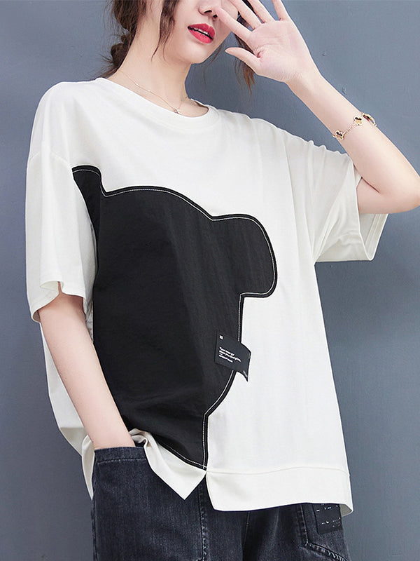 Casual Splicing Round Neck Short Sleeve T-shirt
