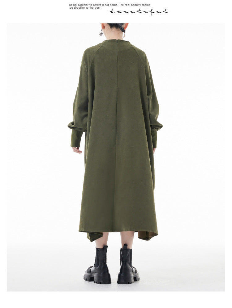 Personalized Tight Waist Long Sleeve Midi Dress