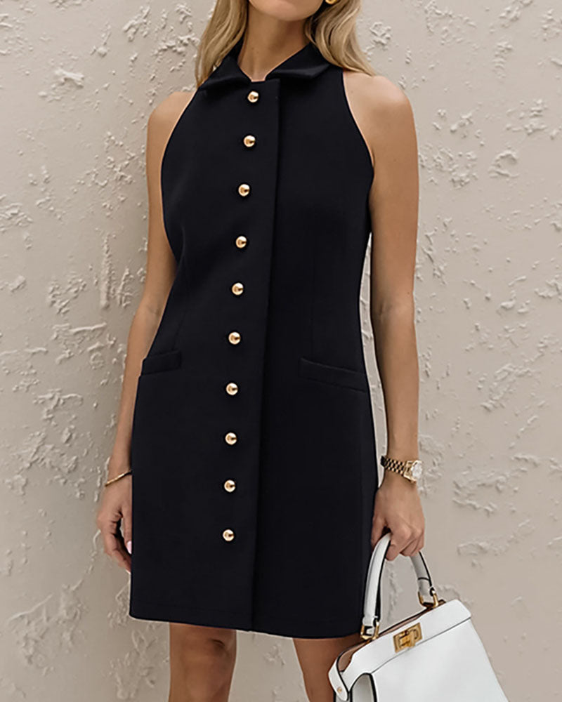 Versatile lapel slim pencil dress