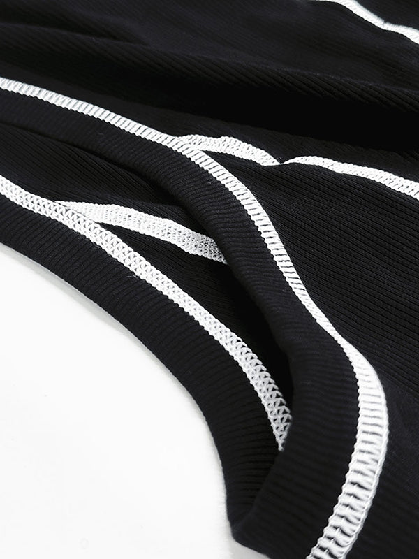 A-Line Sleeveless Split-Joint Striped Round-Neck Maxi Dresses