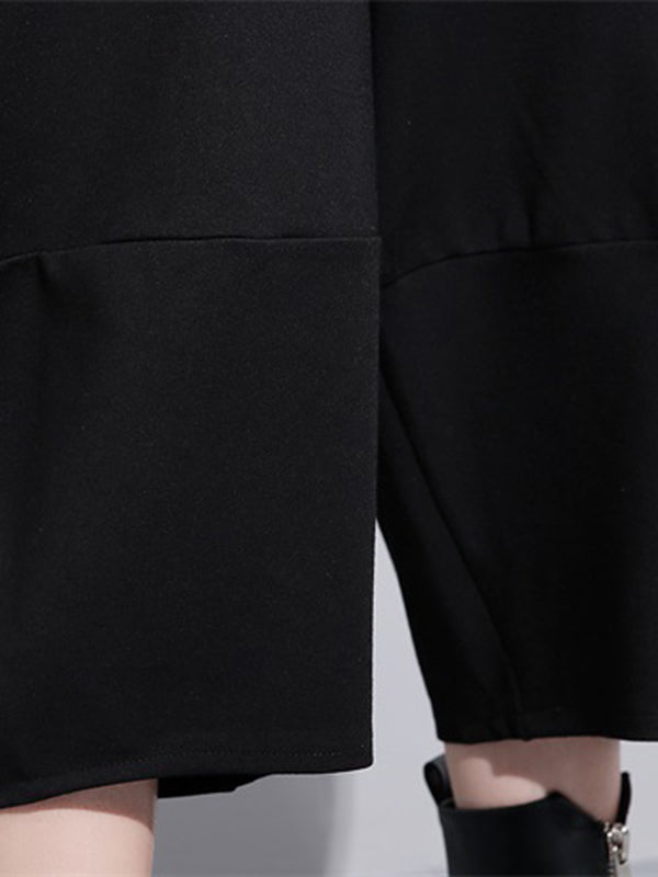 Casual High Waisted Loose Wide Leg Black Harem Pants