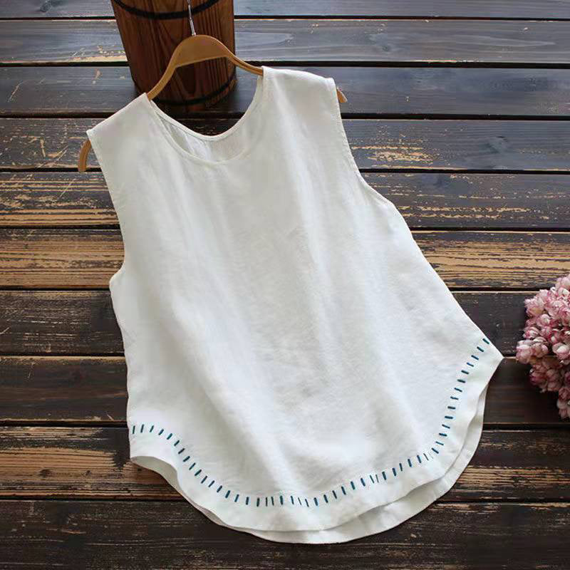 Vacation Style Simple Embroidery Loose Vest