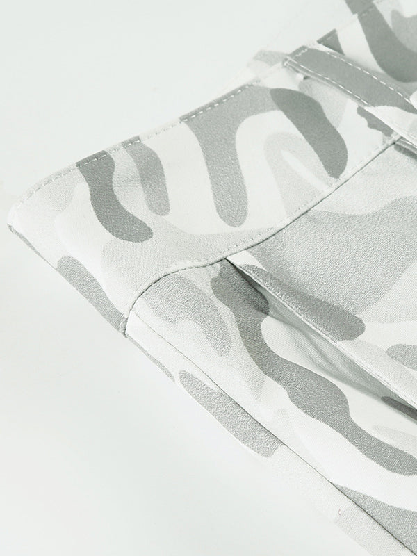 Loose Wide Leg Contrast Color No Belt Pants Trousers