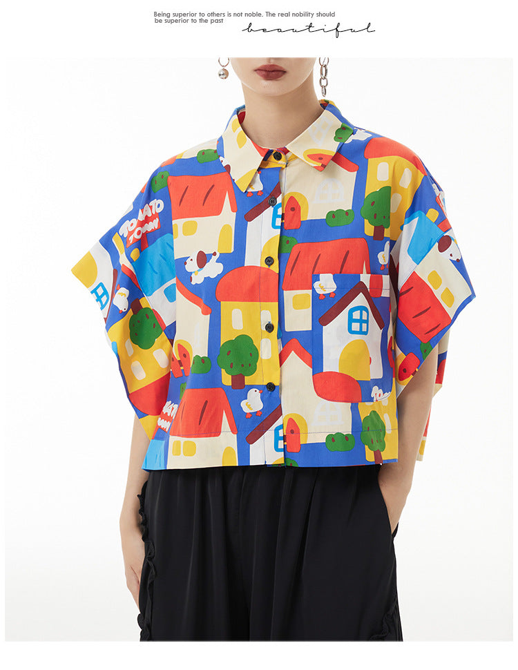 Colorful Printed Short Sleeve Shirt