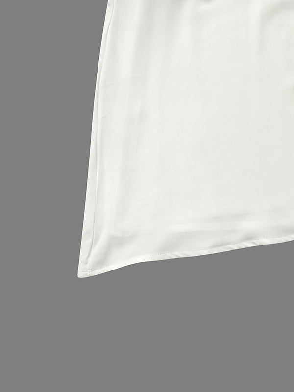 A-Line Capelet Contrast Color Printed Mock Neck Maxi Dresses