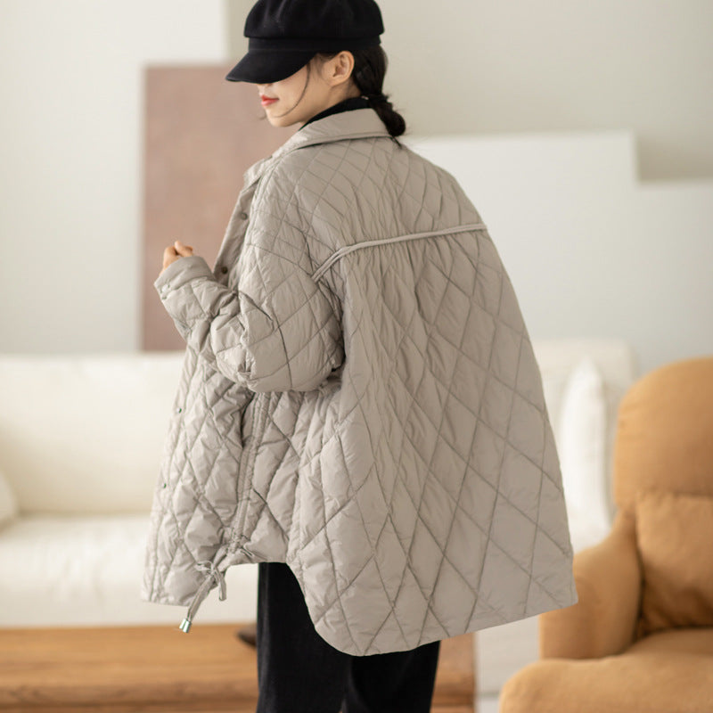 Casual Solid Color Lapel Down Jacket