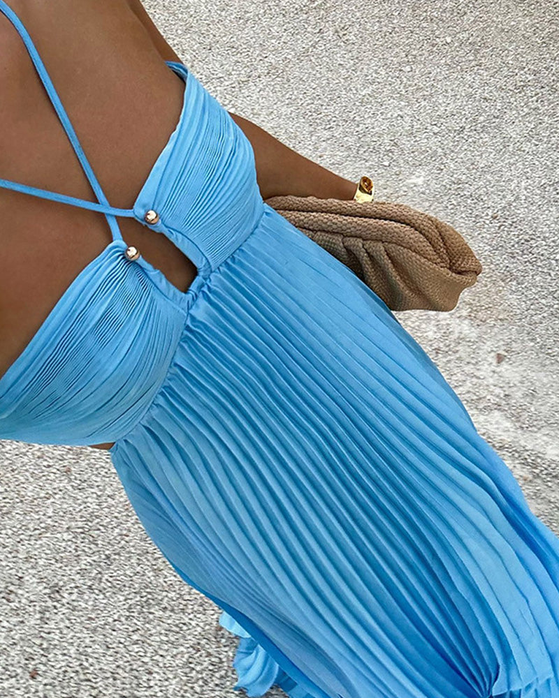 Sexy Backless Pleated Sling Dress