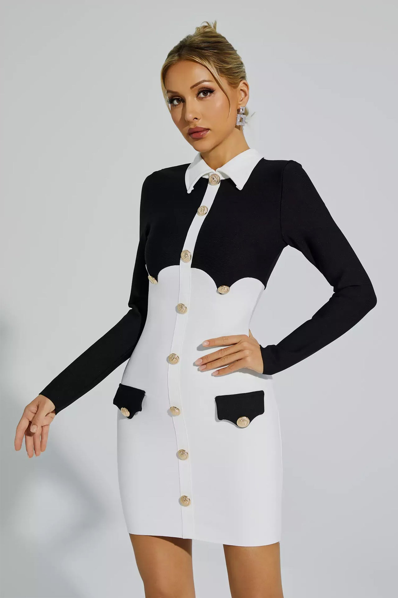 Kalina Black-white Mini Dress