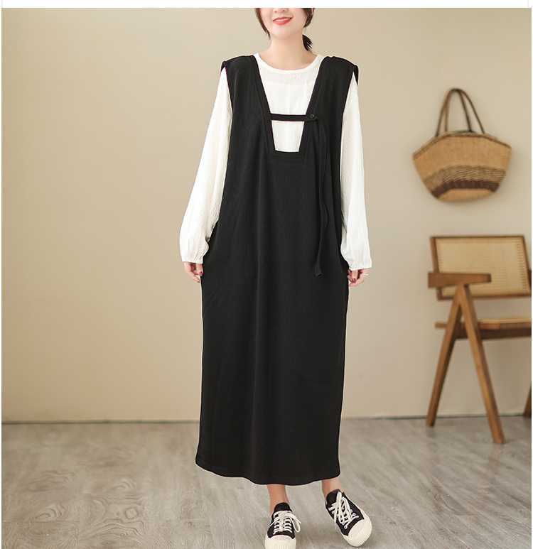 Casual Solid Color Blouse and Sleeveless Maxi Dress