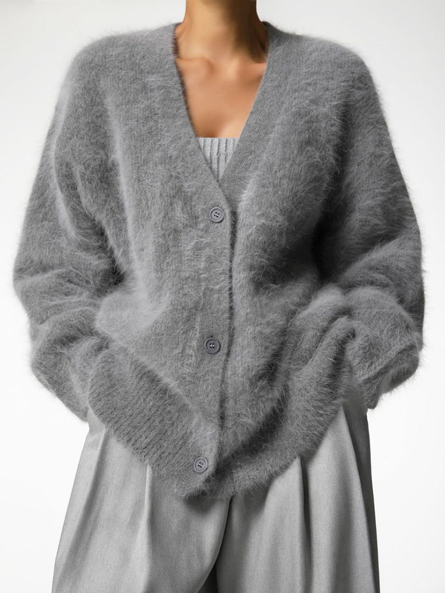 Mink-Like Knitted Sweater Cardigan Autumn And Winter Lazy