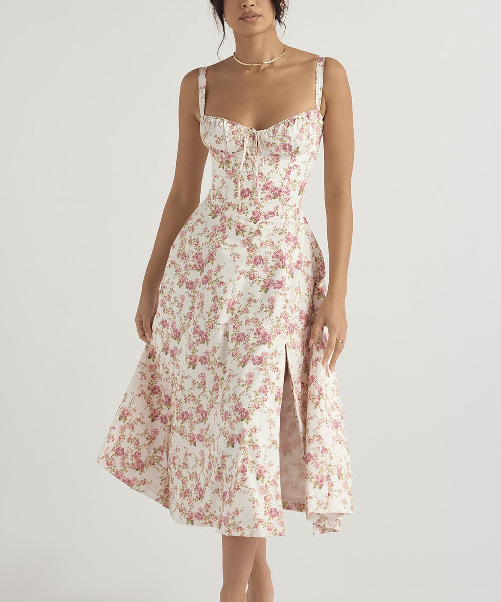 Romantic Floral Elegant Midi Dress