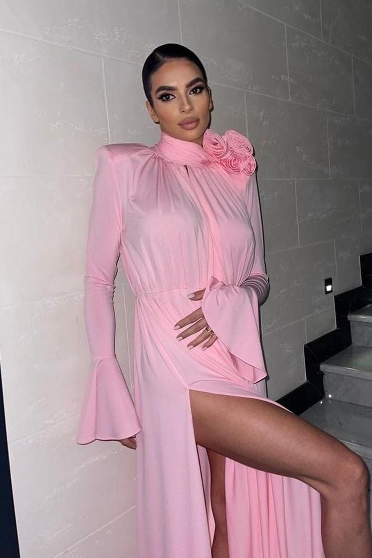 Brinley Flower Trim Maxi Dress