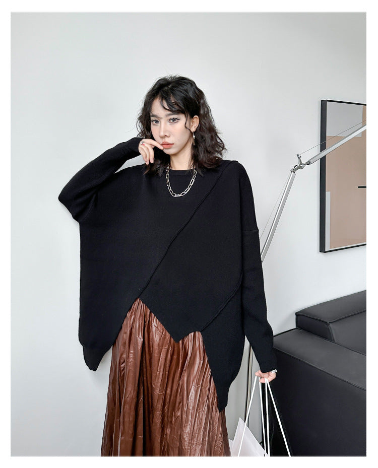 Irregular Knit Long Sleeve Sweater