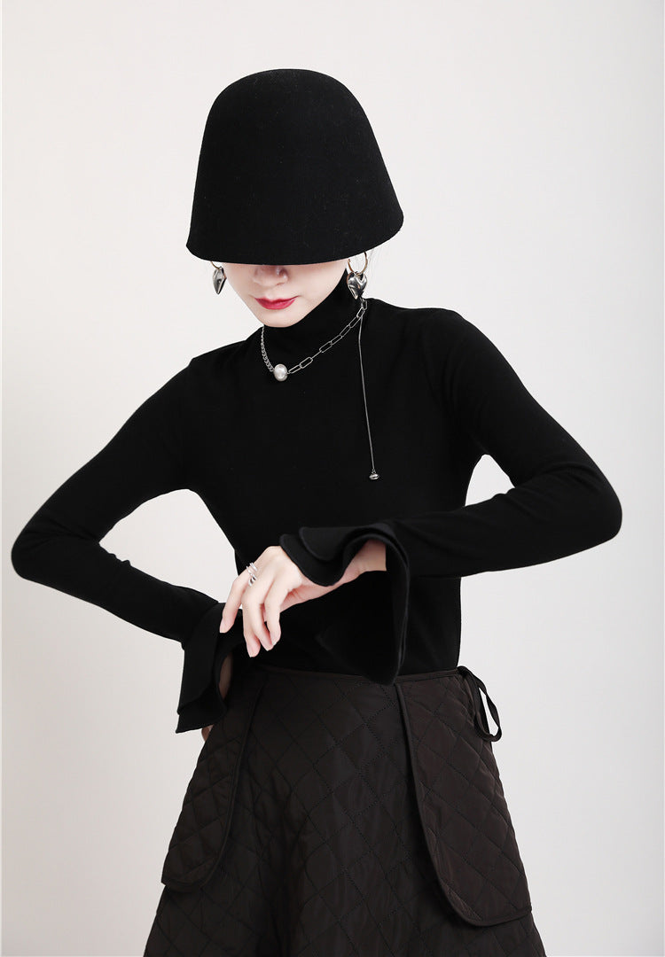 Special Solid Color Stretch Turtleneck Cotton T-Shirt