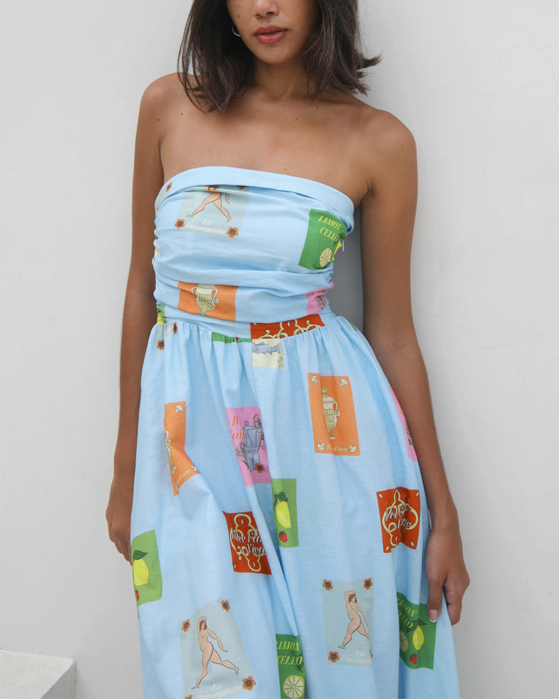 Casual Strapless Print Dress