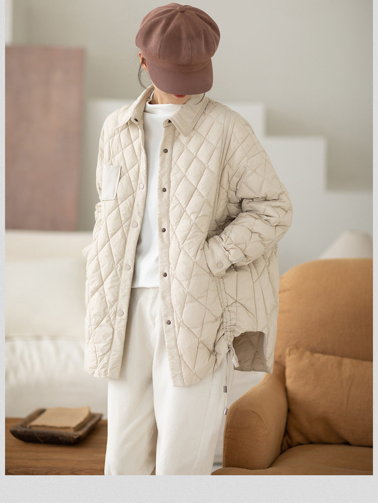 Casual Solid Color Lapel Down Jacket