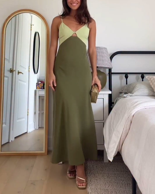 Casual Colorblock Sling Dress