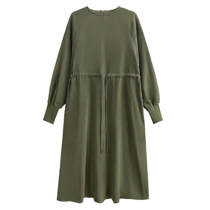 Personalized Tight Waist Long Sleeve Midi Dress